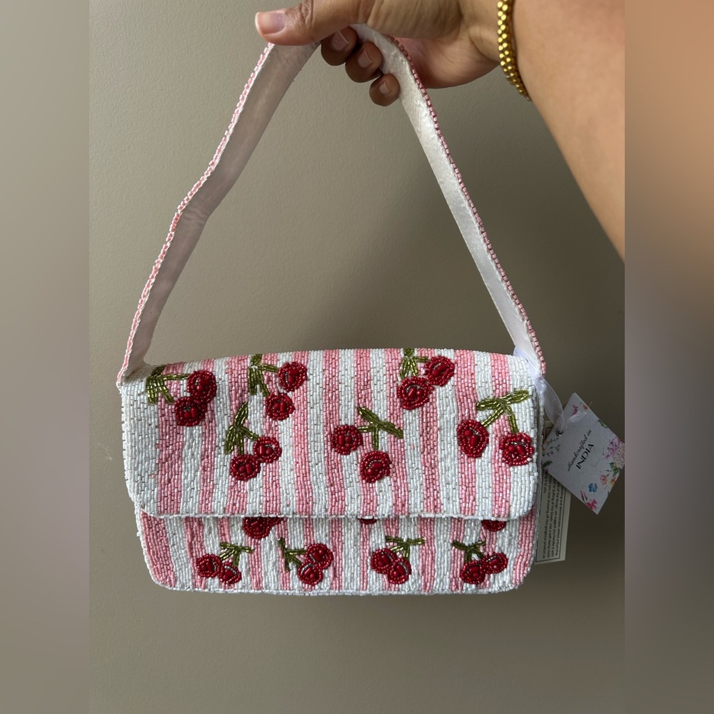 Made in India Cherry Beaded Handbag